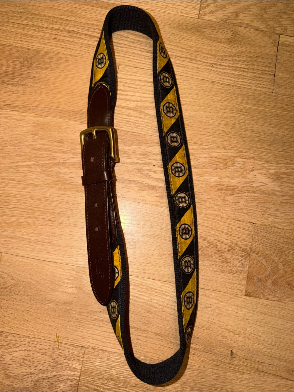 Vineyard Vines Bruins Black and Yellow Webbed Team Logo Belt